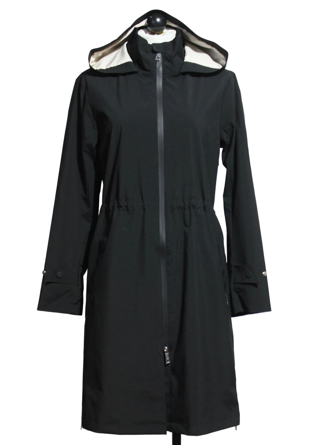 Black Waterproof Hooded Raincoat by Nikki Jones 