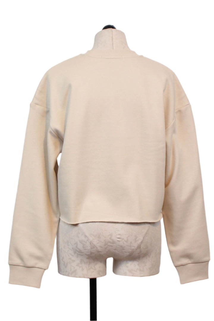 back view of French Oak with Snow White Lettering Cropped Collegiate Sweatshirt by Favorite Daughter