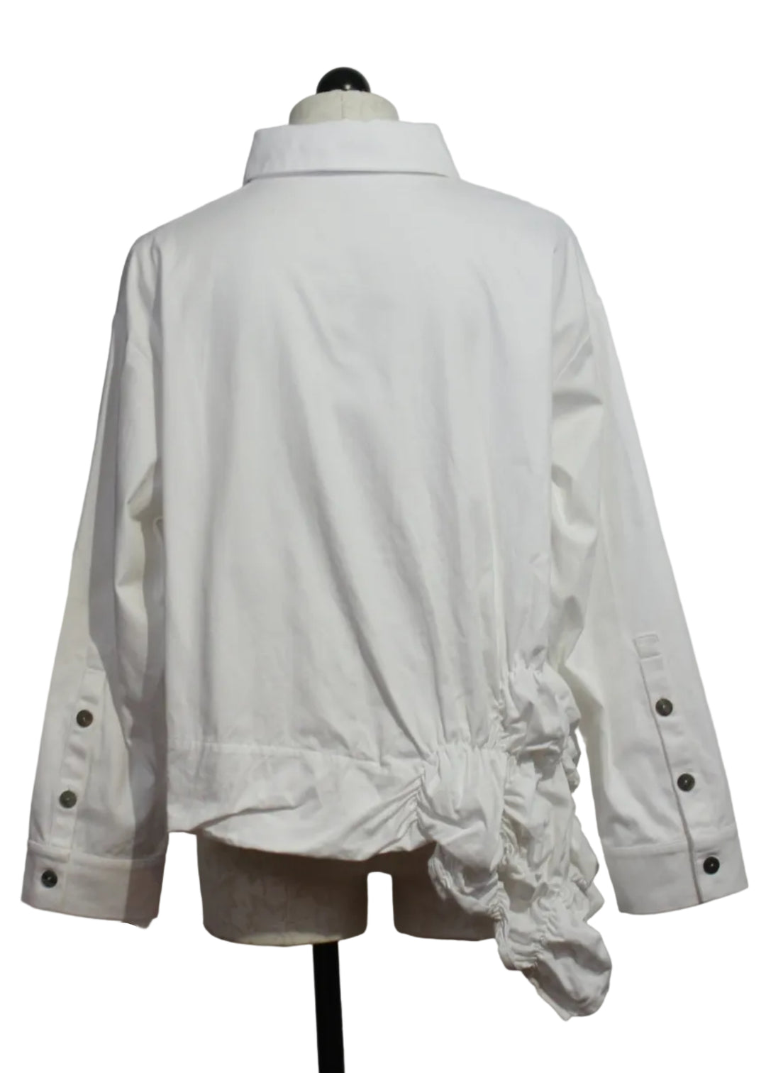 back view of The White Puckered Shirt Jacket by Moyuru