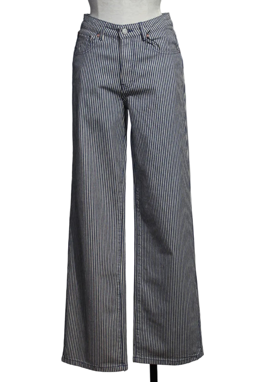 Navy Vertical Stripe Jagger Portofino Stripe Jean by MKT Studio