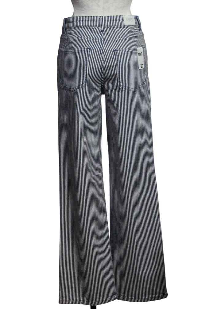 back view of Navy Vertical Stripe Jagger Portofino Stripe Jean by MKT Studio