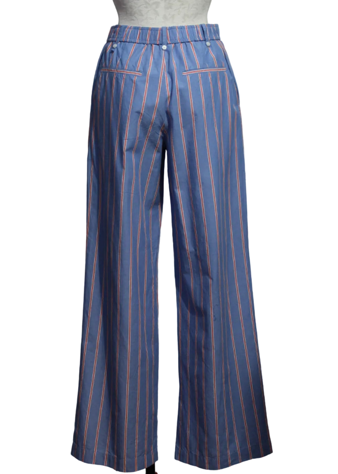back view of  Blue Striped Parimo Pant by MKT Studio 