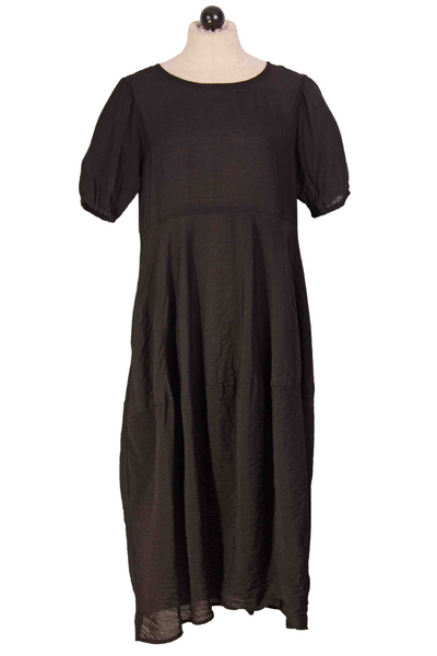 Black Puff Short Sleeve Bubble Dress by Cut Loose