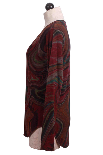 side view of Multicolored Swirl Print Top by Nally and Millie