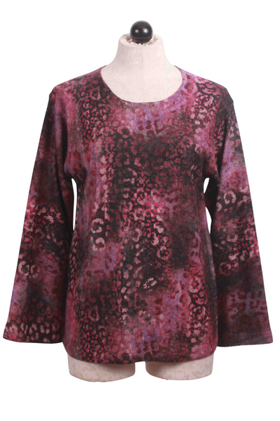 Mauve Combo colored Long Sleeve Leopard Print Top by Nally and Millie