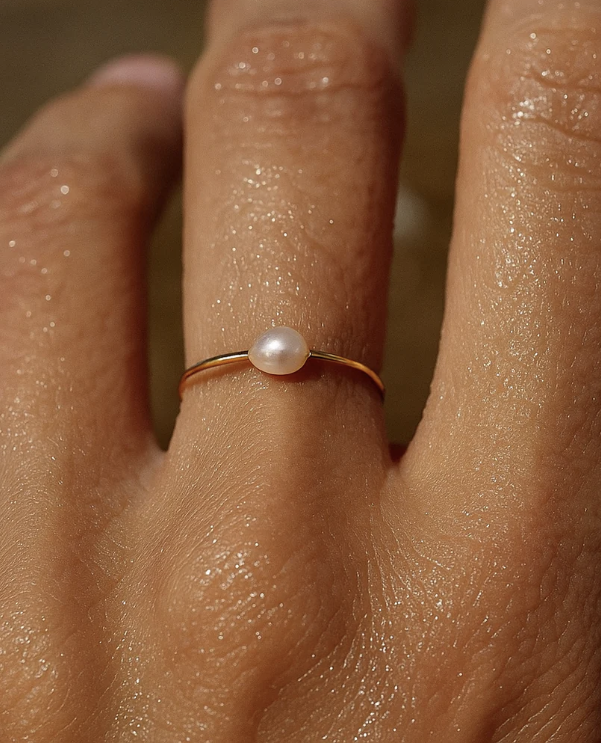 Somers Pearl Ring Gold by Ellie Vail