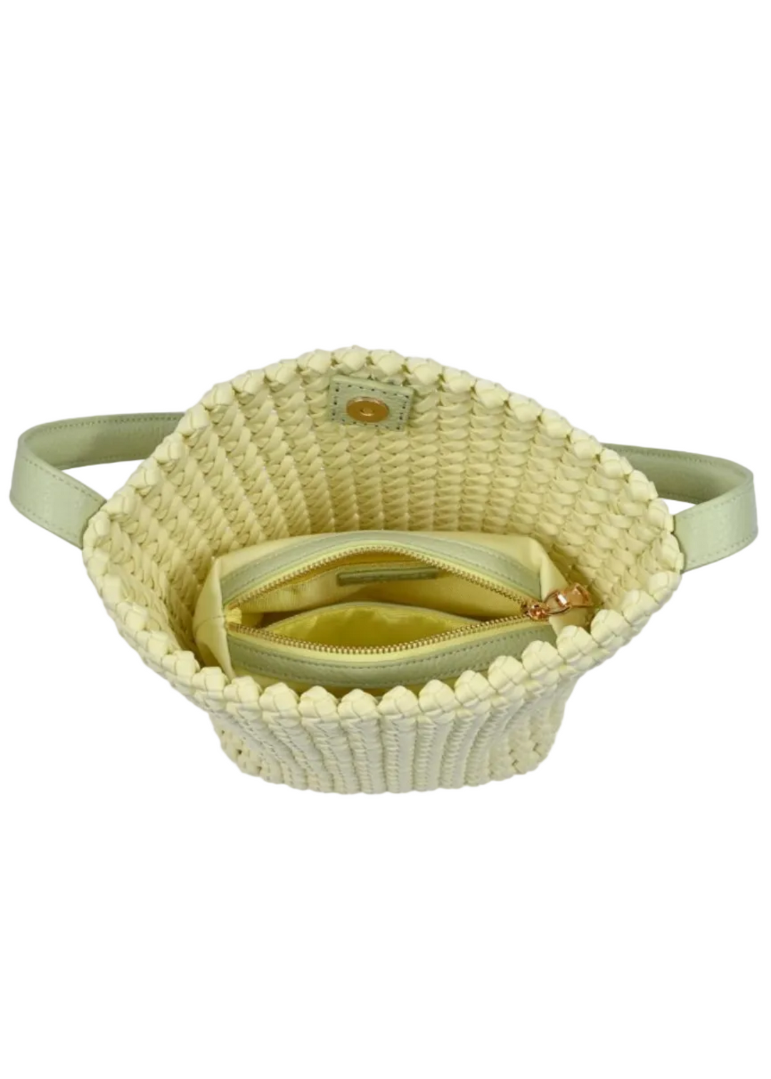 interior of the Gaia Shoulder Bag by Sol and Selene in Butter