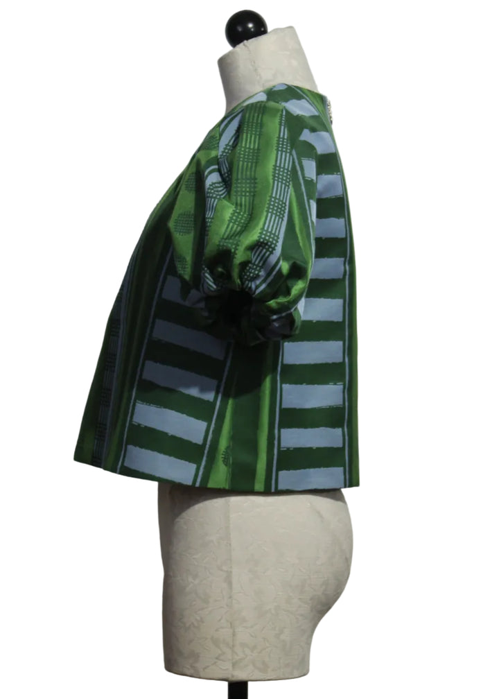 side view of Striped Jacquard Forest Jubilee Jane Top by Emily McCarthy 