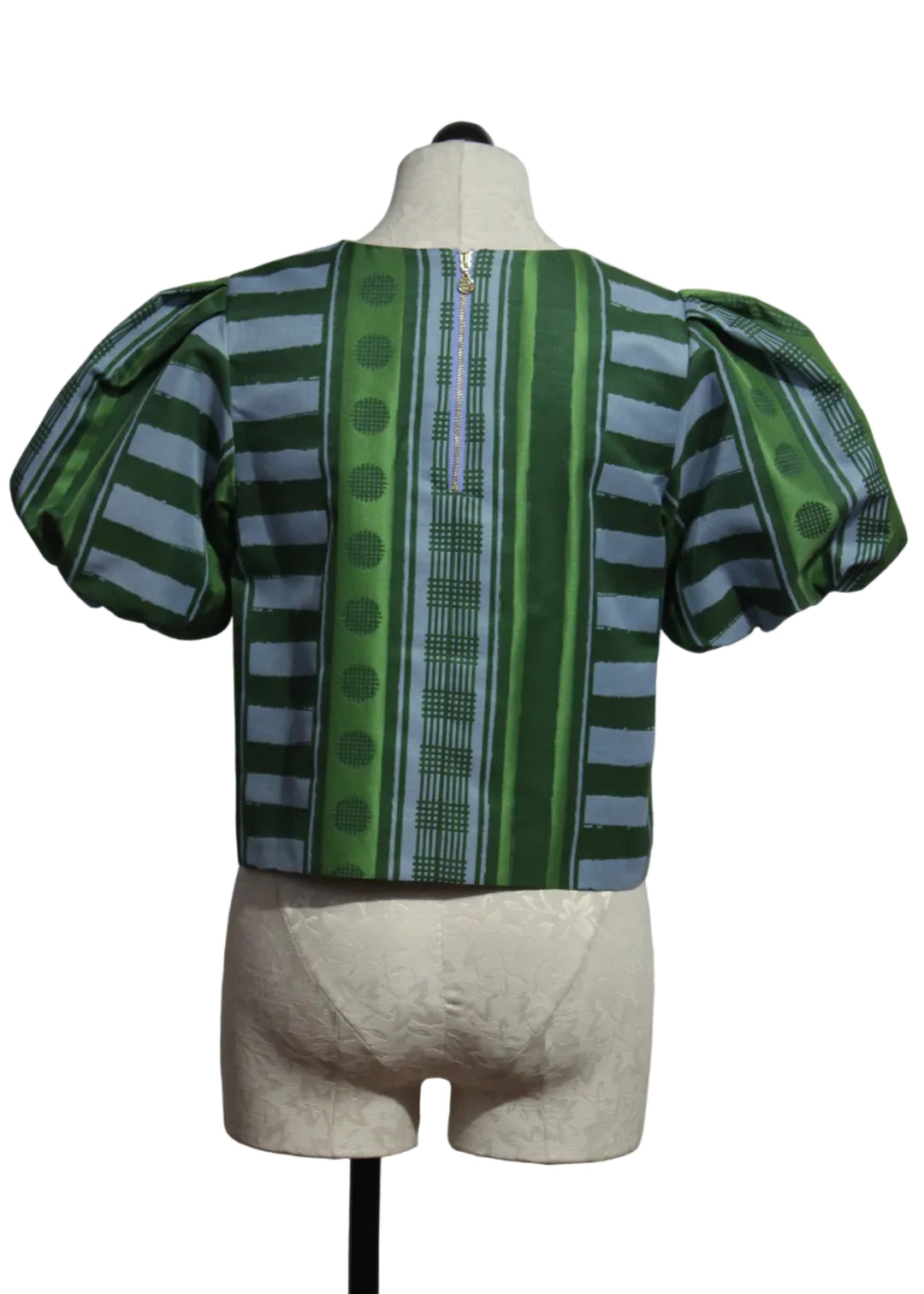 back view of Striped Jacquard Forest Jubilee Jane Top by Emily McCarthy 