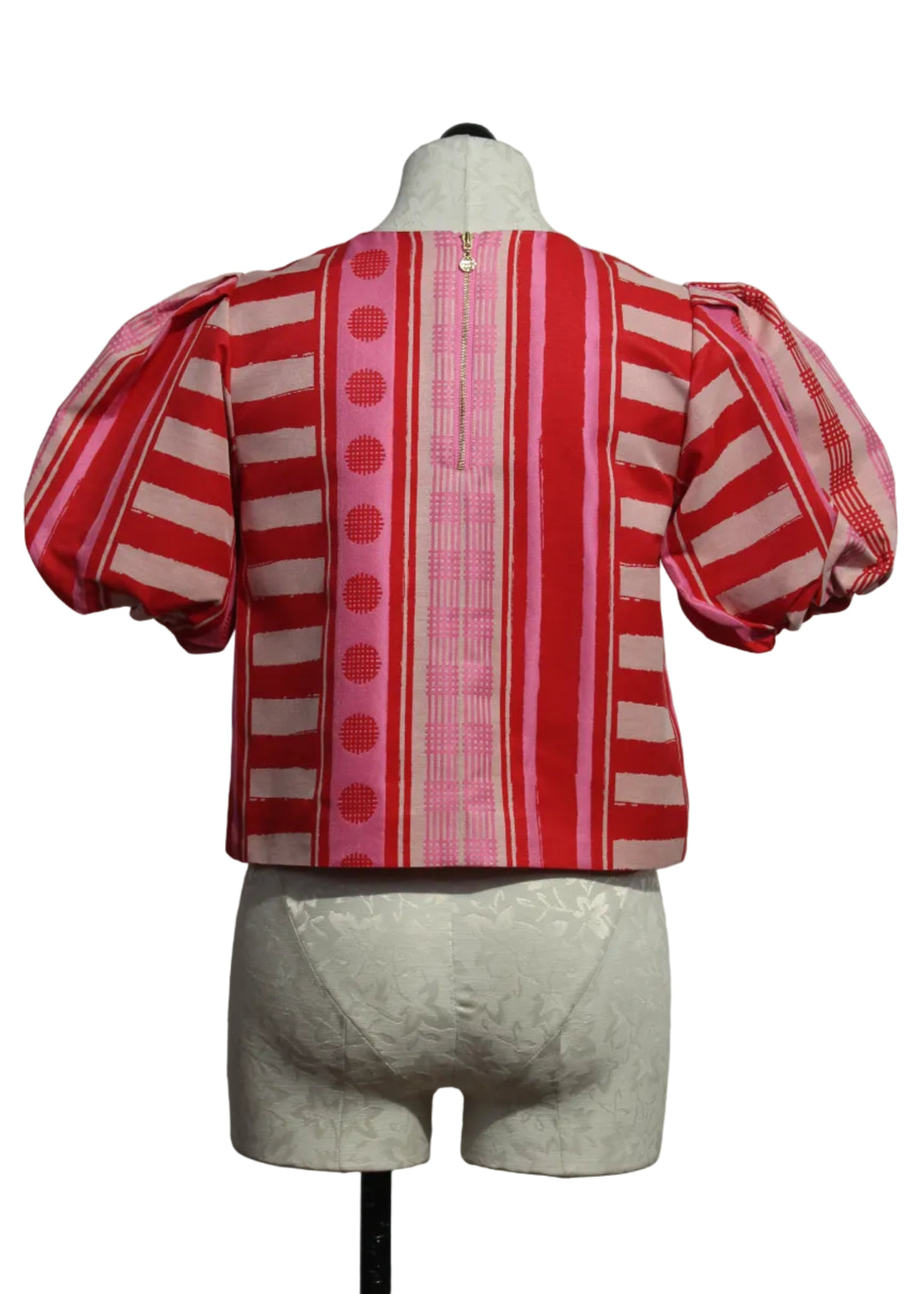 back view of Striped Jacquard Peach Jubilee Jane Top by Emily McCarthy 