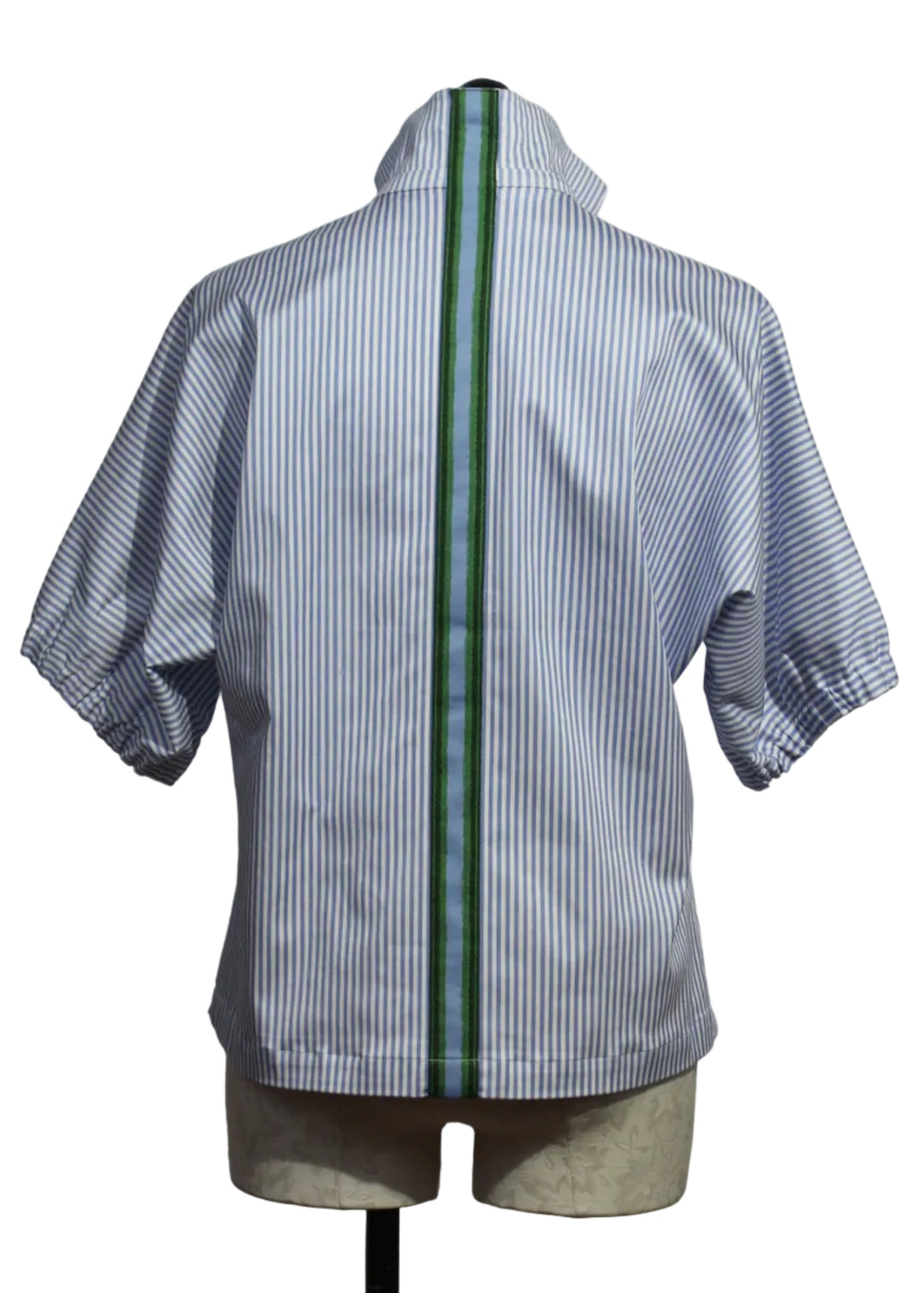 back view of Grapemist Stripe Poppy Top-Emily McCarthy