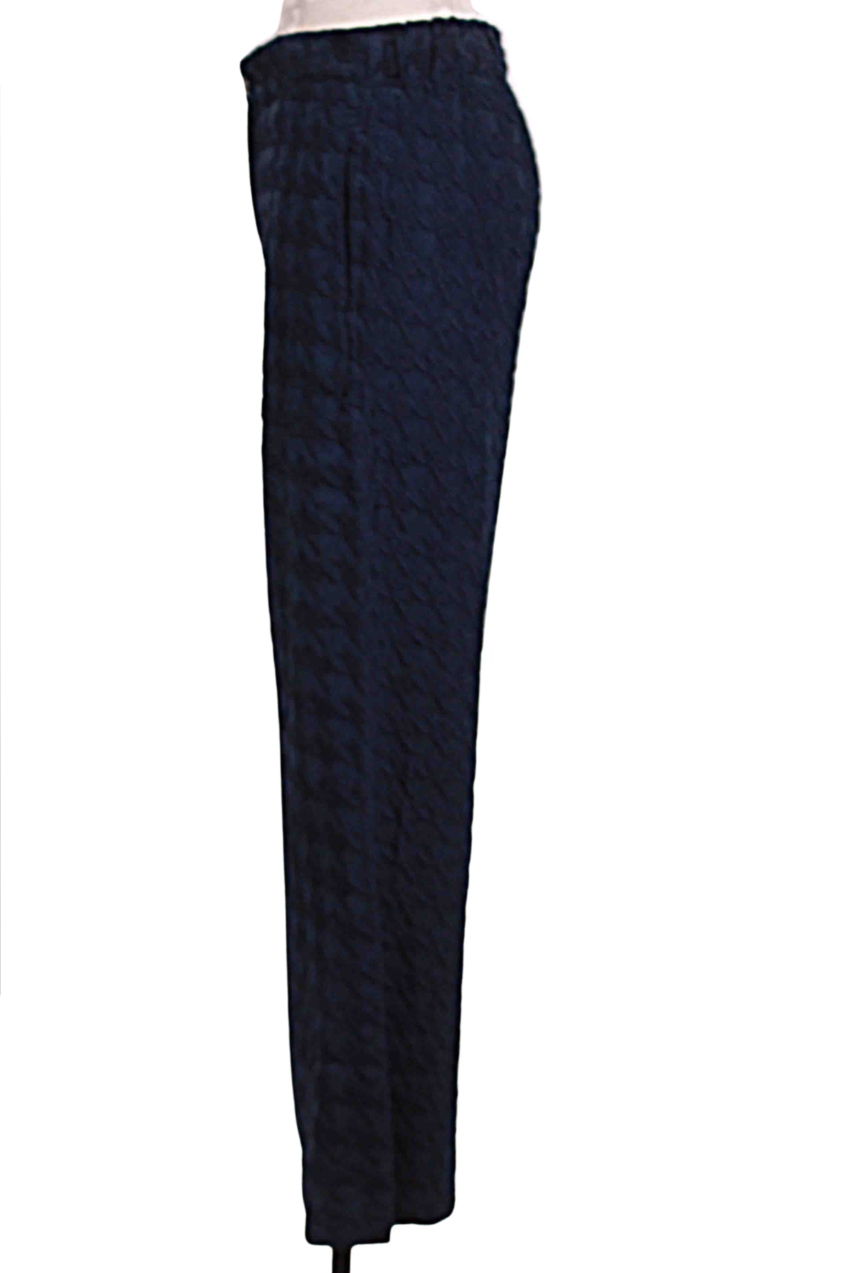 side view of Blue Night Embroidered Hero Houndstooth Pant by Johnny Was