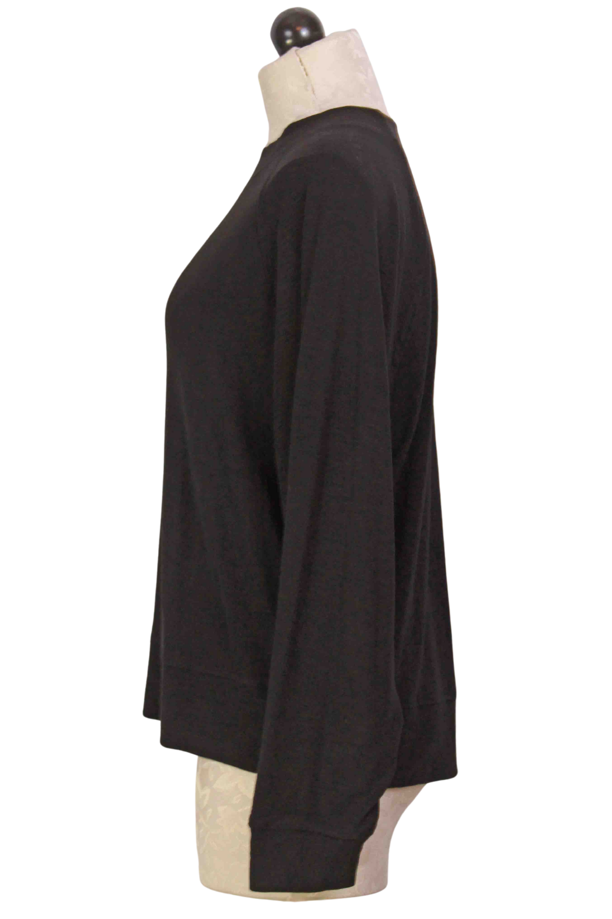 side view of Black Deep Hem and Neckline Top by Nally and Millie