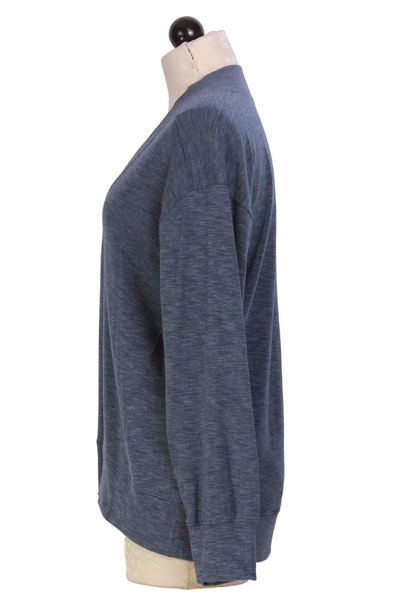 side view of Seaport Slubbed V Neck Top by Nally and Millie