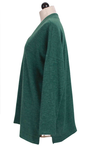 side view of Evergreen Brushed V Neck Top by Nally and Millie
