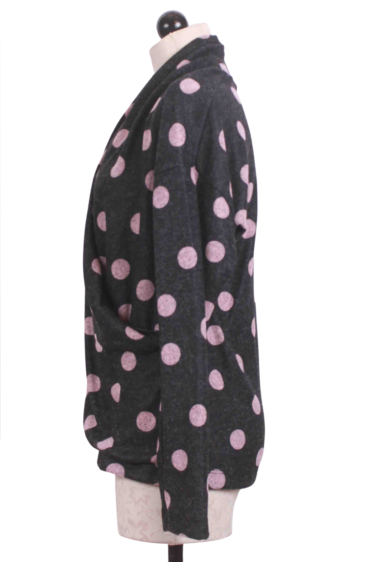 side view of Rose Blossom Polka Dot Front Overlay Top by Nally and Millie