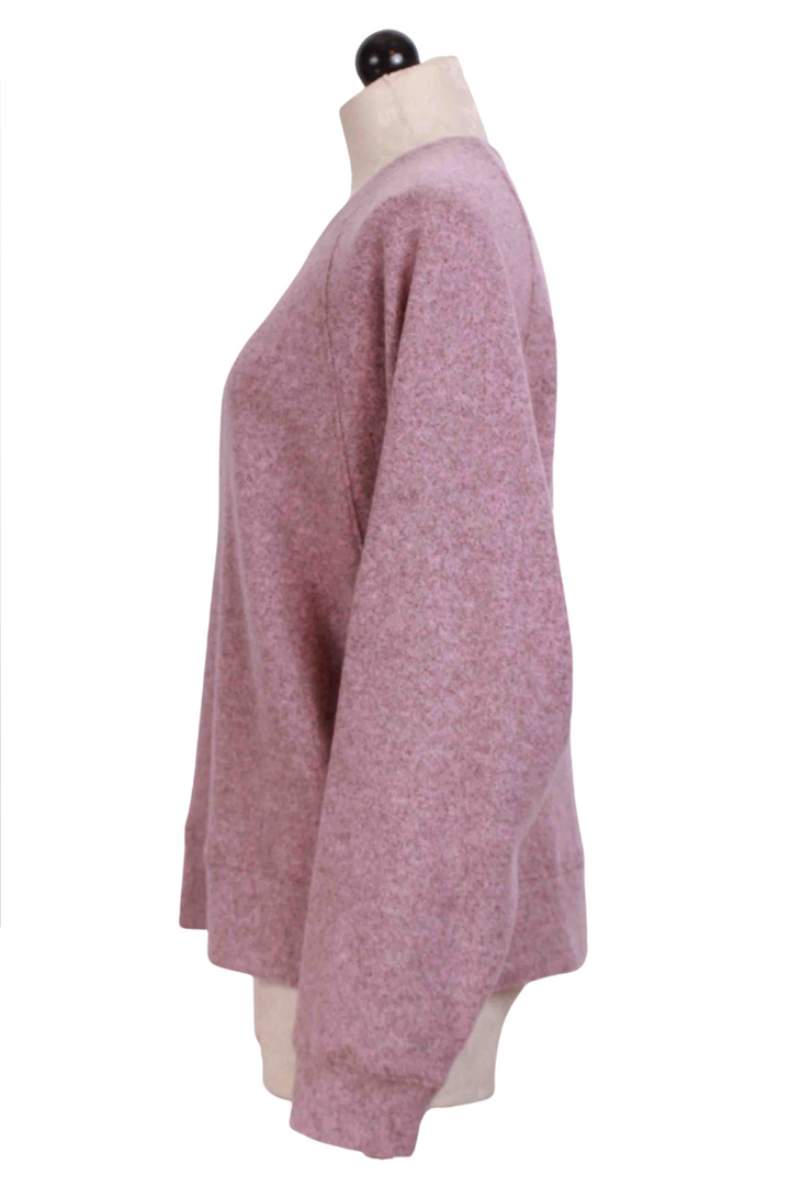 side view of Rose Blossom Brushed Long Sleeve Crew Neck Top by Nally and Millie