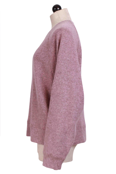 side view of Rose Blossom Brushed Long Sleeve Crew Neck Top by Nally and Millie