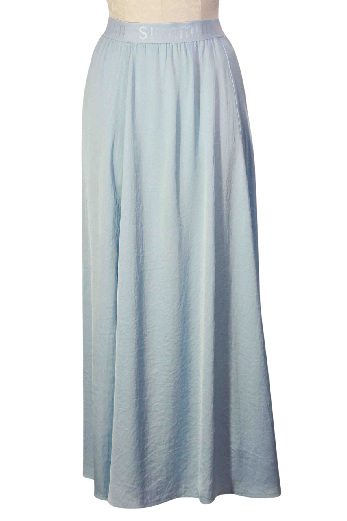 Sky Blue Long Silky Flared Skirt by Summum