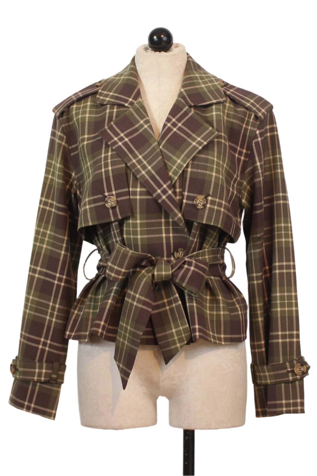 The Cropped Charles Trench by Favorite Daughter in Countryside Plaid 