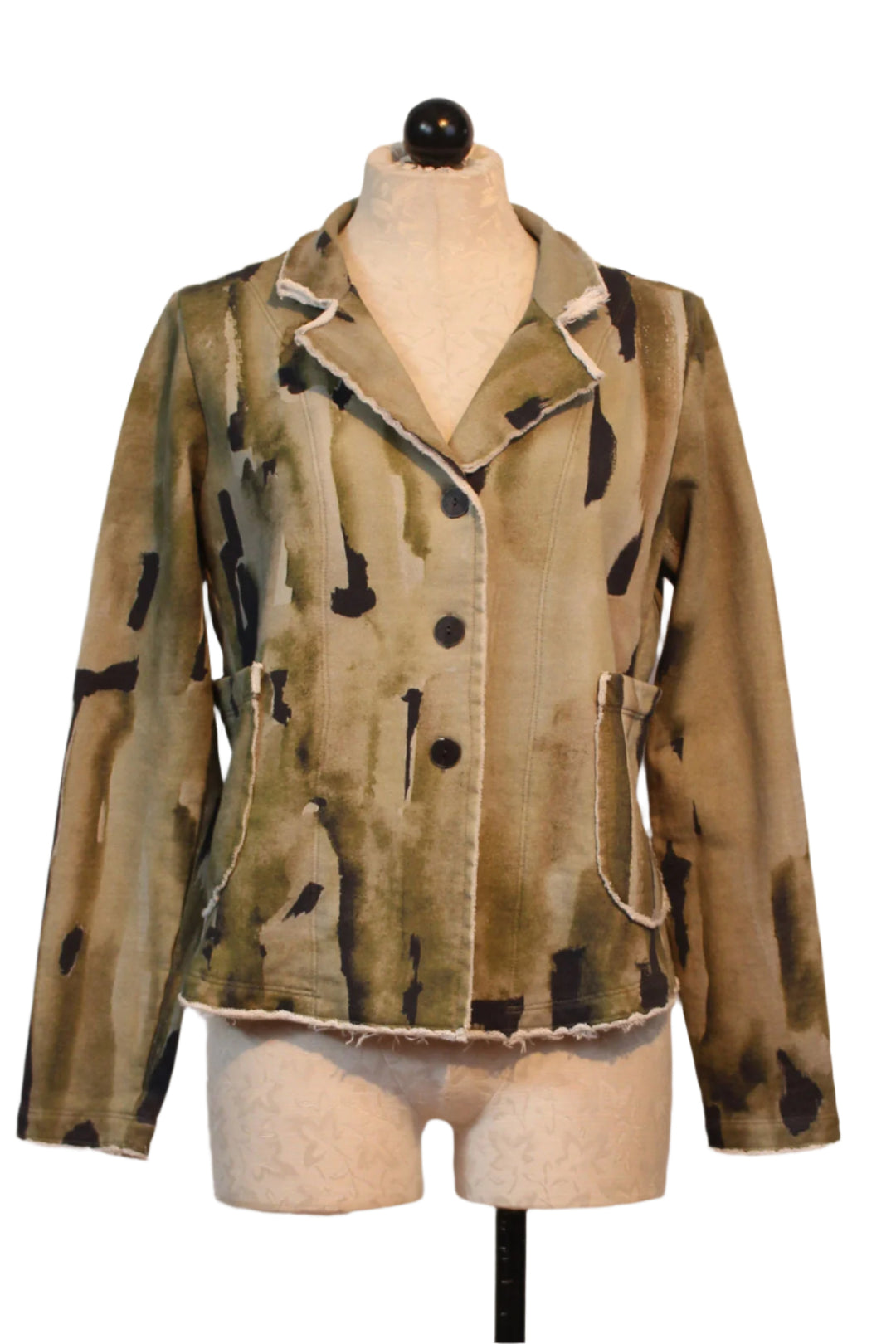 Patterned Short Cotton Button Front Blazer Jacket by Grizas