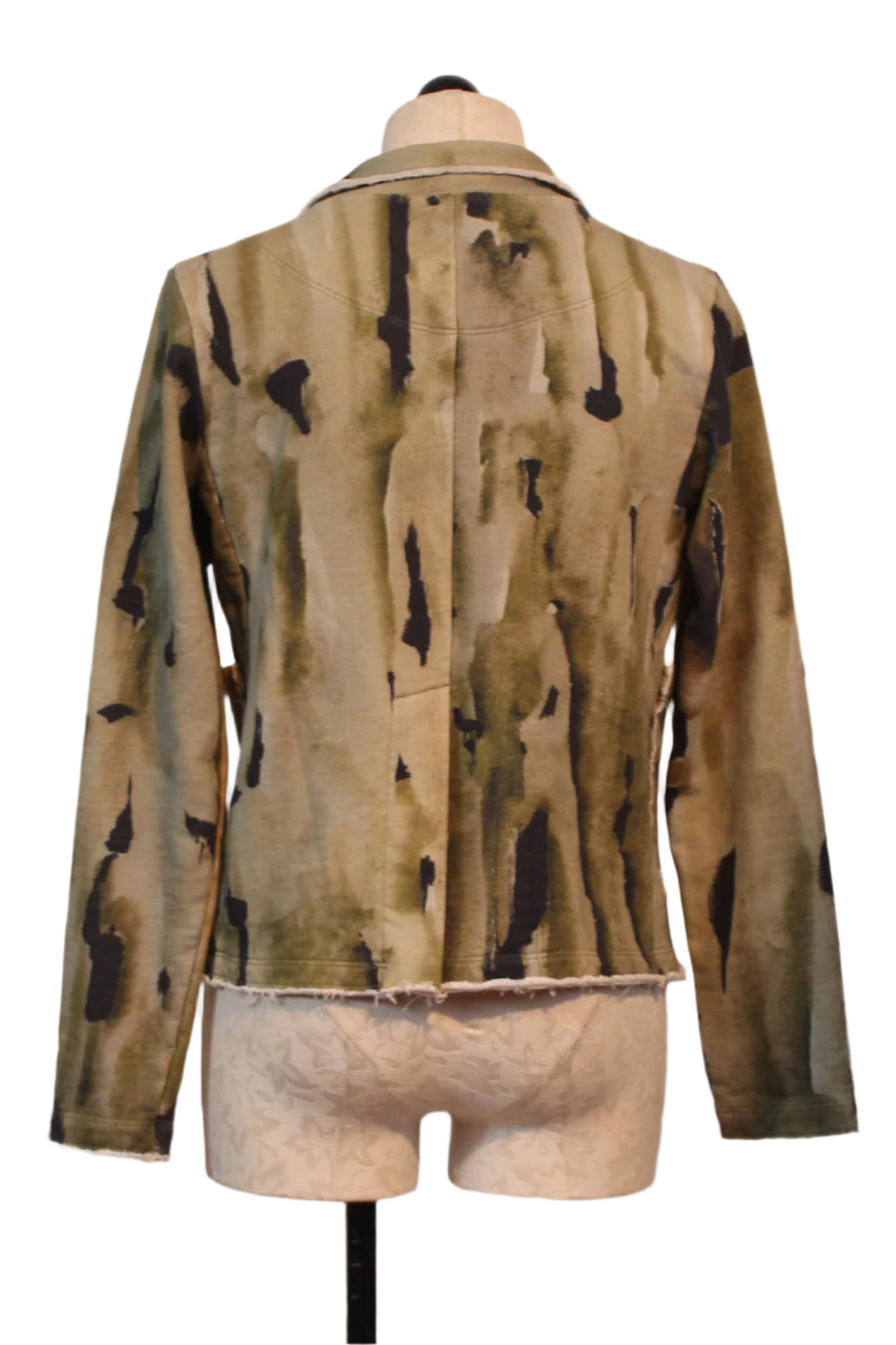 back view of Patterned Short Cotton Button Front Blazer Jacket by Grizas