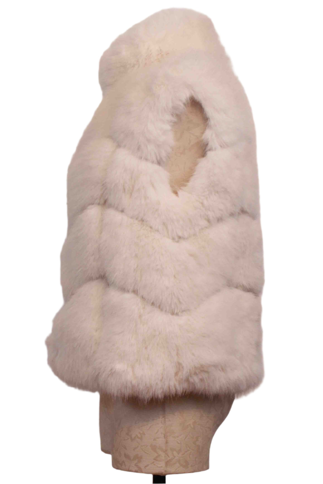 Side view of White Rosario Faux Fur Vest by Generation Love