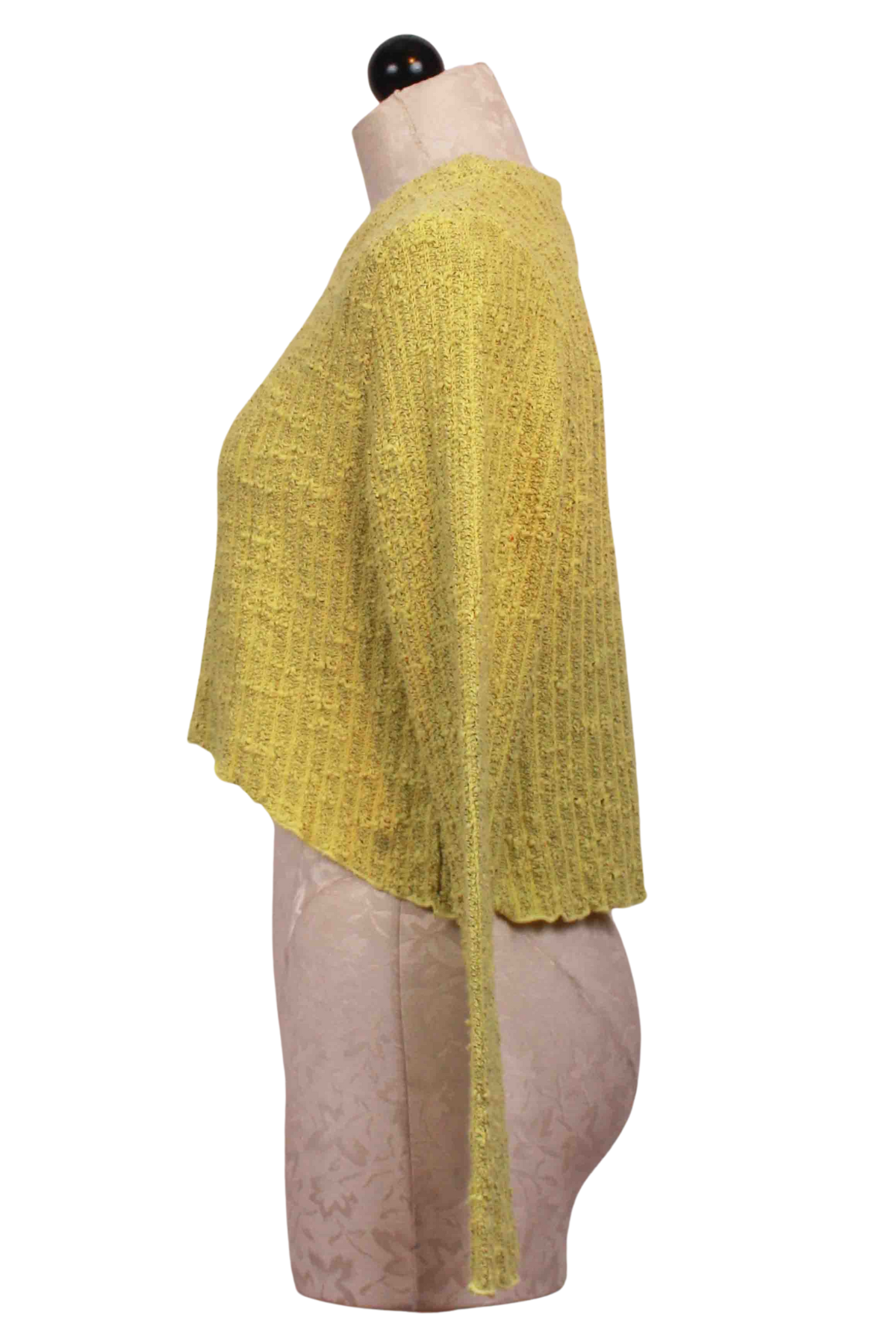 side view of Sunburst Curved Crop Sweater by Cut Loose