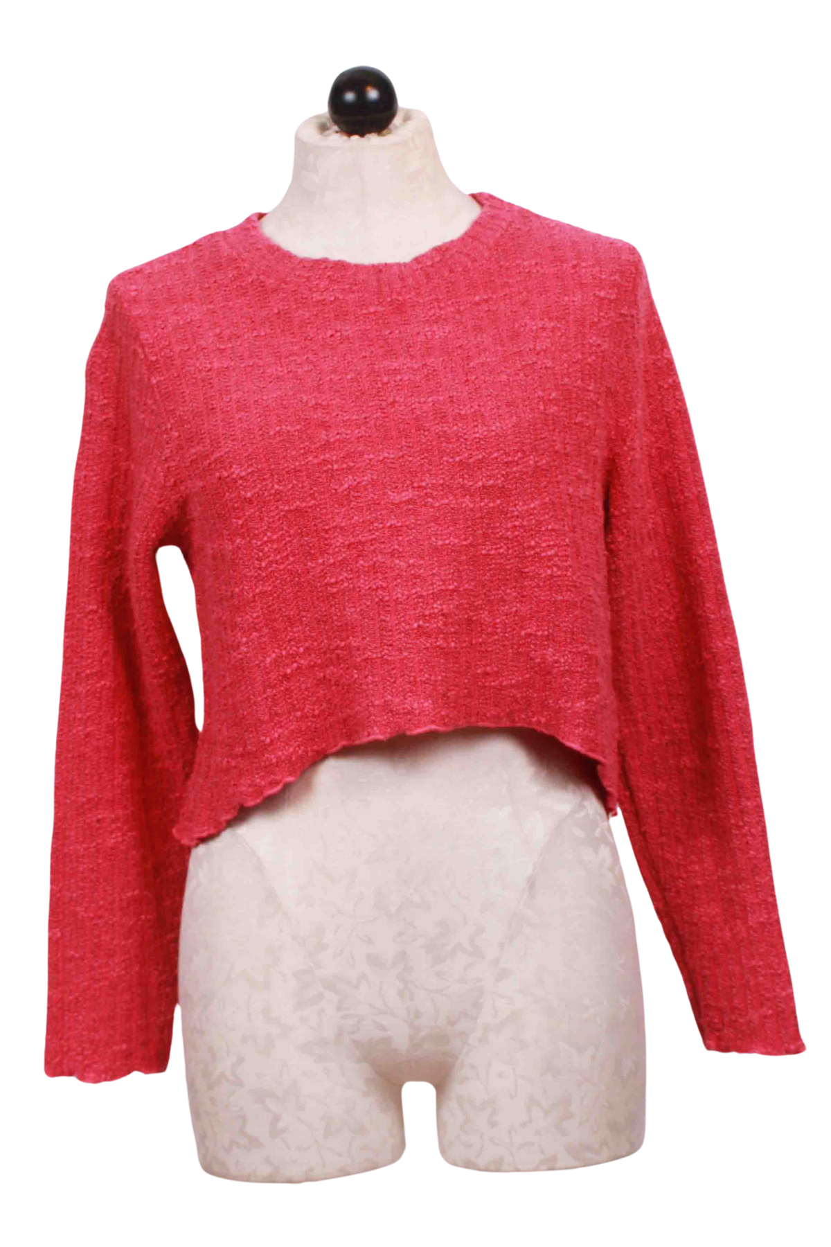 Watermelon Curved Crop Sweater by Cut Loose