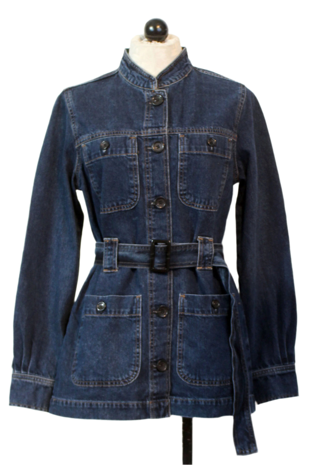 Denim Belted Utility Jacket by DL1961 with 4 pockets in Moonlake