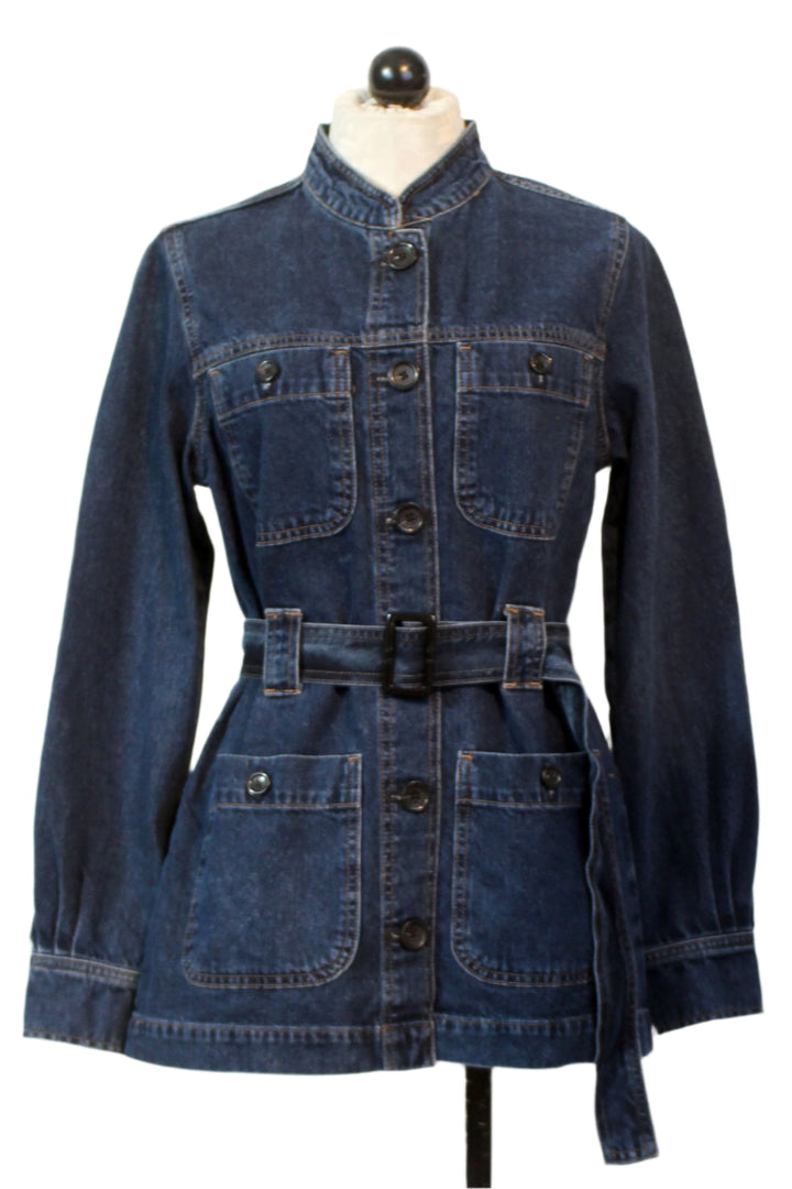 Denim Belted Utility Jacket by DL1961 with 4 pockets in Moonlake