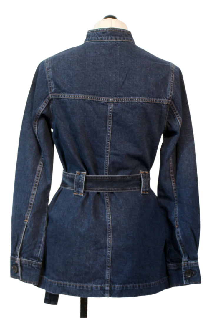 back view of Denim Belted Utility Jacket by DL1961 with 4 pockets in Moonlake