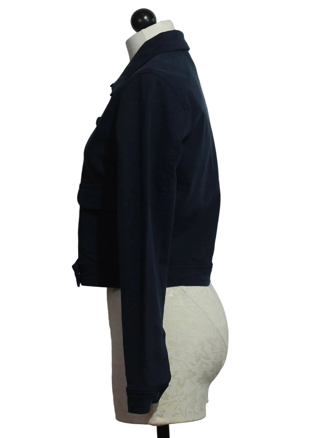 side view of Bright Navy Blouson Jacket by DL1961