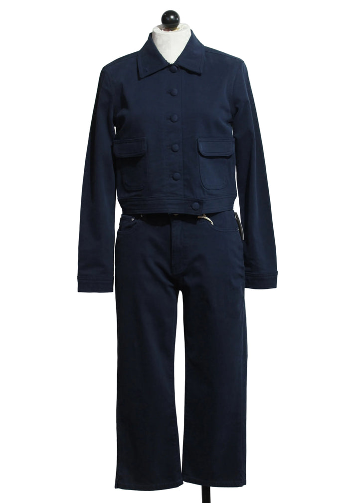 Bright Navy Blouson Jacket by DL1961 paired with the Bright Navy Kristy Cropped Capri Pant DL1961