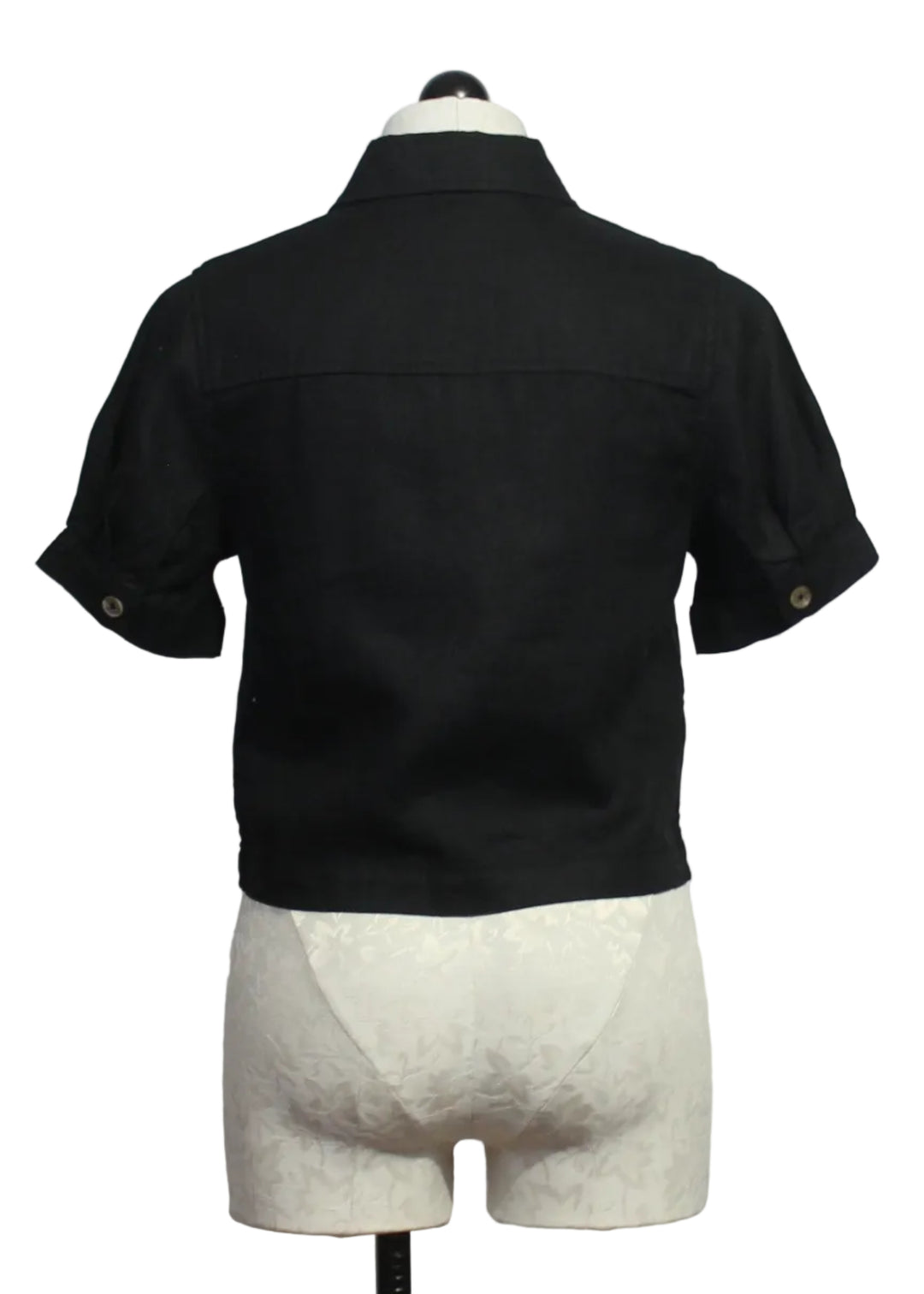 back view of Black Puffed Sleeve Montauk Shirt by DL1961 