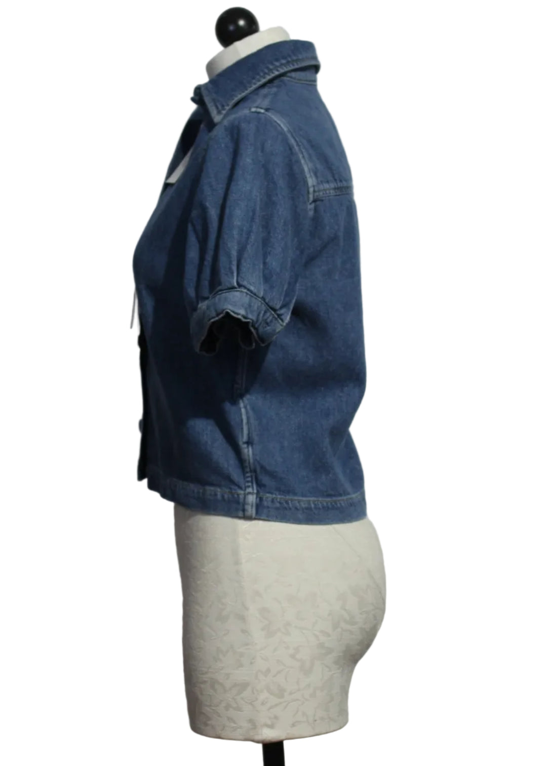side view of  Puff Sleeve Montauk Shirt by DL1961 