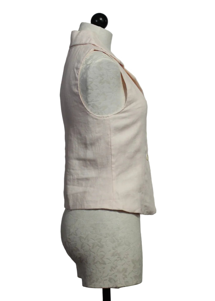 side view of the Ballet colored Sleeveless Linen Neev Top by DL1961 