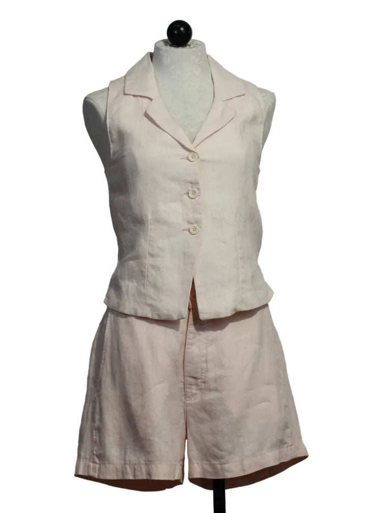 Ballet colored Sleeveless Linen Neev Top by DL1961 paired with the Ballet colored Taylor Relaxed High Rise 3.5" Short by DL1961