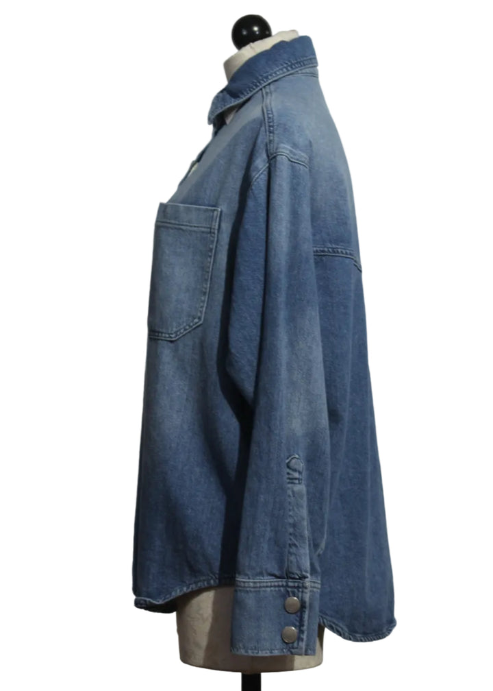 side view of the Addison Overshirt by DL1961 in the Riverbank Aura Wash