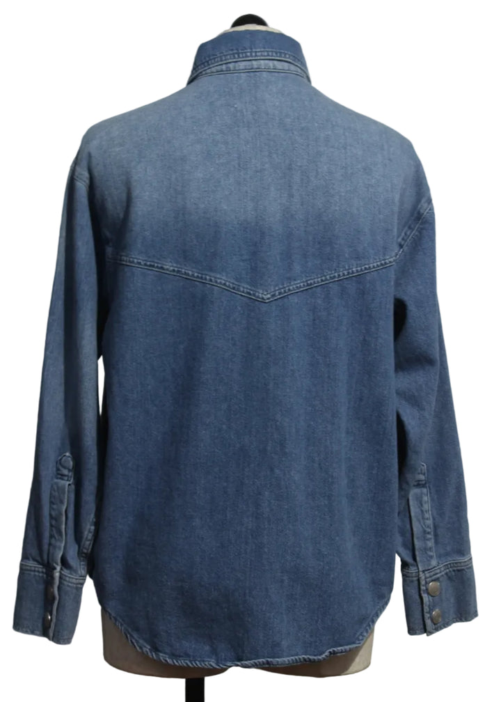 back view of Addison Overshirt by DL1961 in the Riverbank Aura Wash
