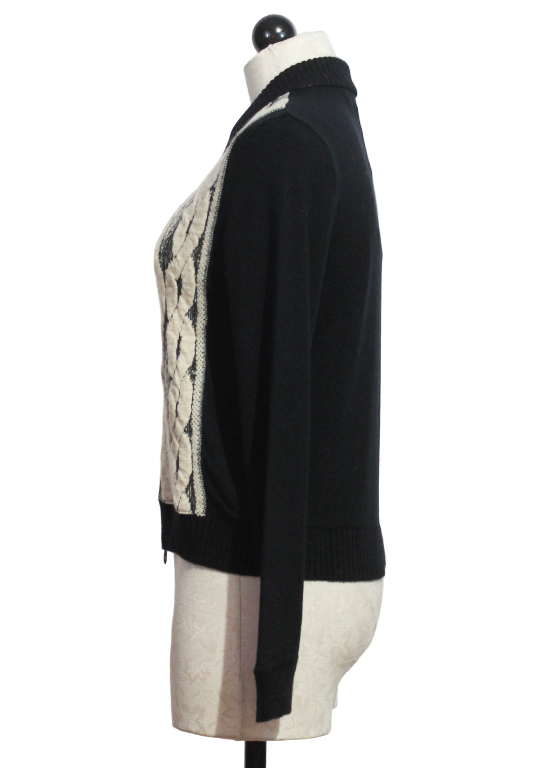 side view of black Maou Sweater Jacket by Aldo Martins 
