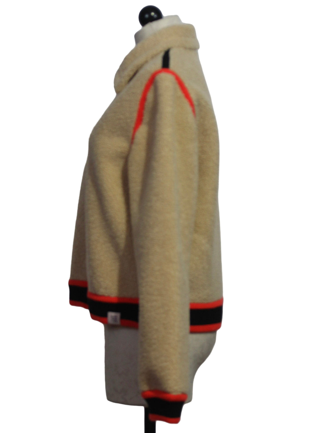 side view of reversed beige side of Reversible Perote Jacket by Aldo Martins