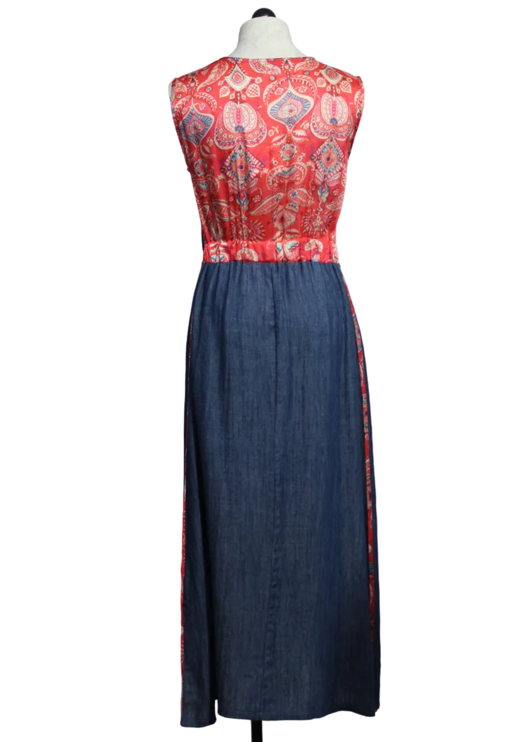 back view of Sleeveless Long Denim Effect Dress by Aldo Martins