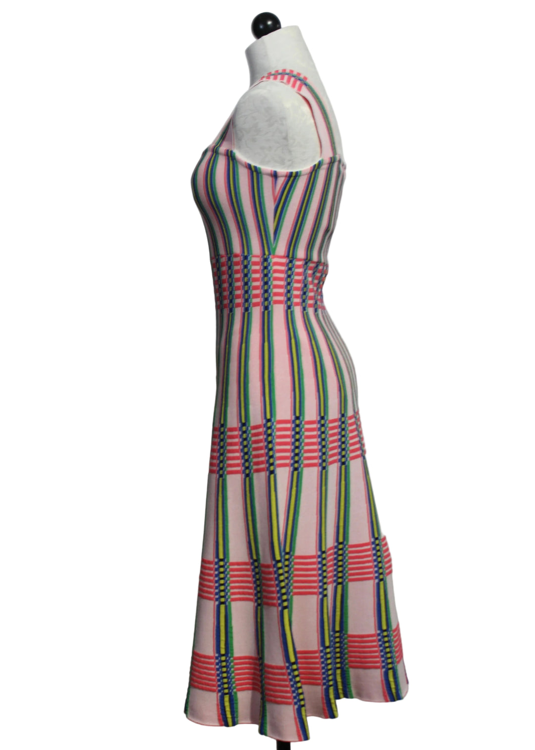 side view of Multicolored Pleated Knit Dress by Aldo Martins 
