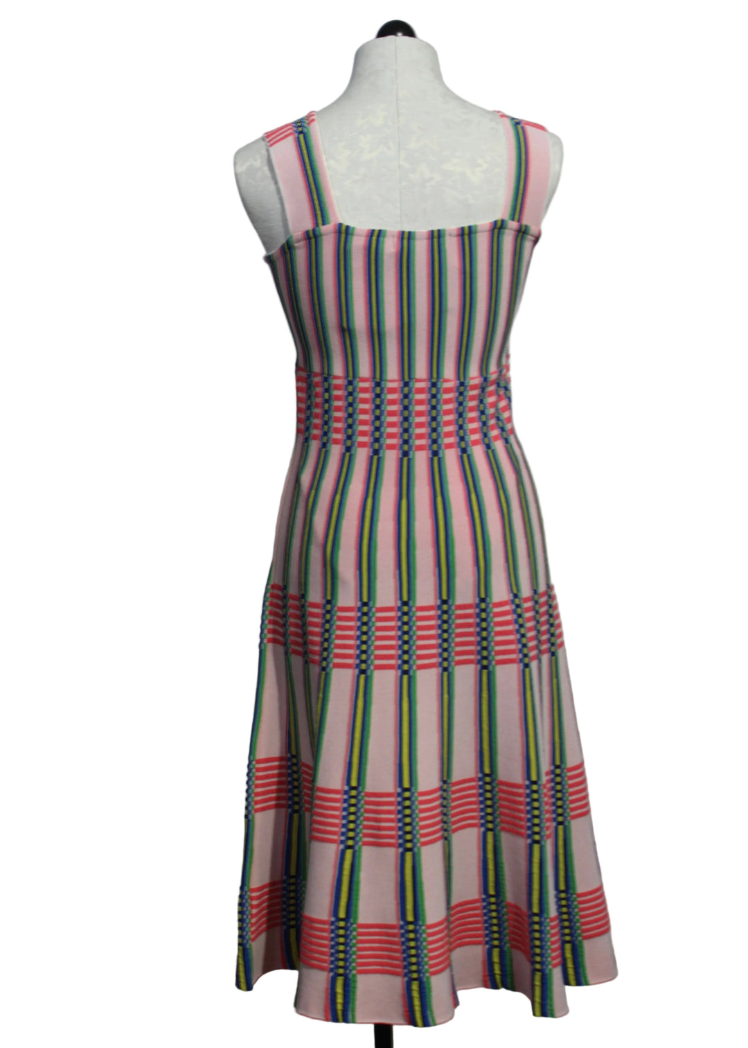 back view of Multicolored Pleated Knit Dress by Aldo Martins 