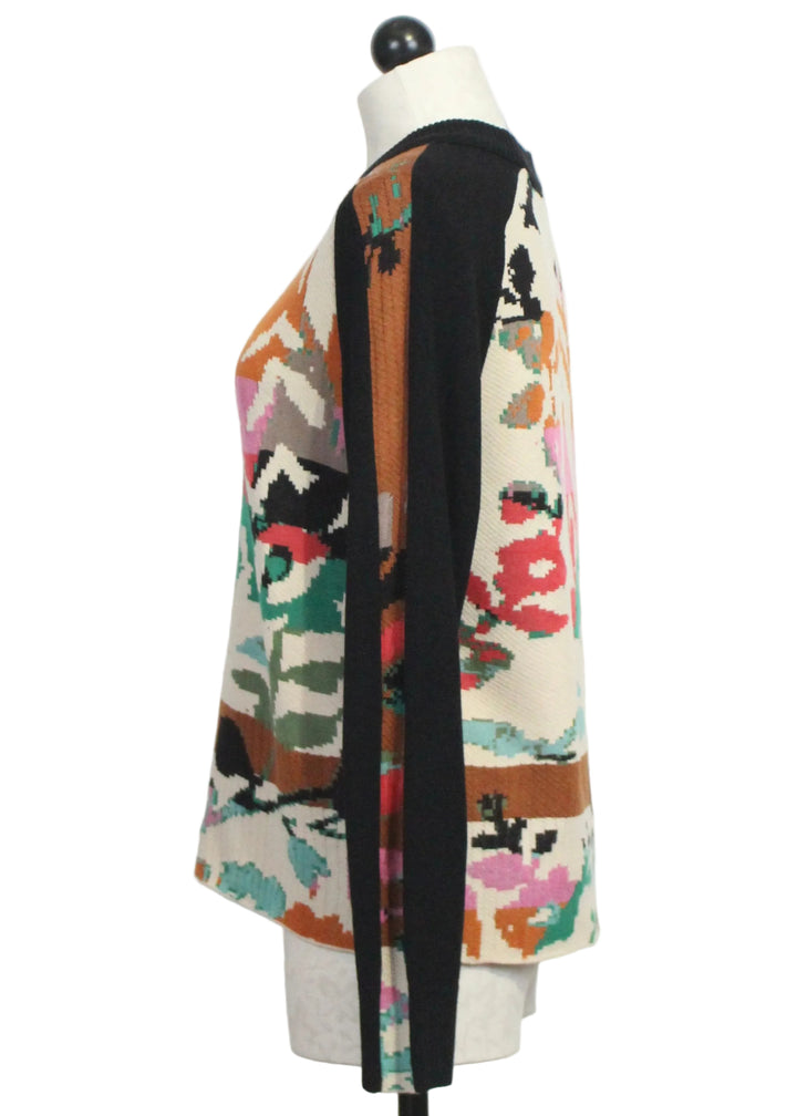 side view of Multicolor Abstract Floral Sweater by Aldo Martins