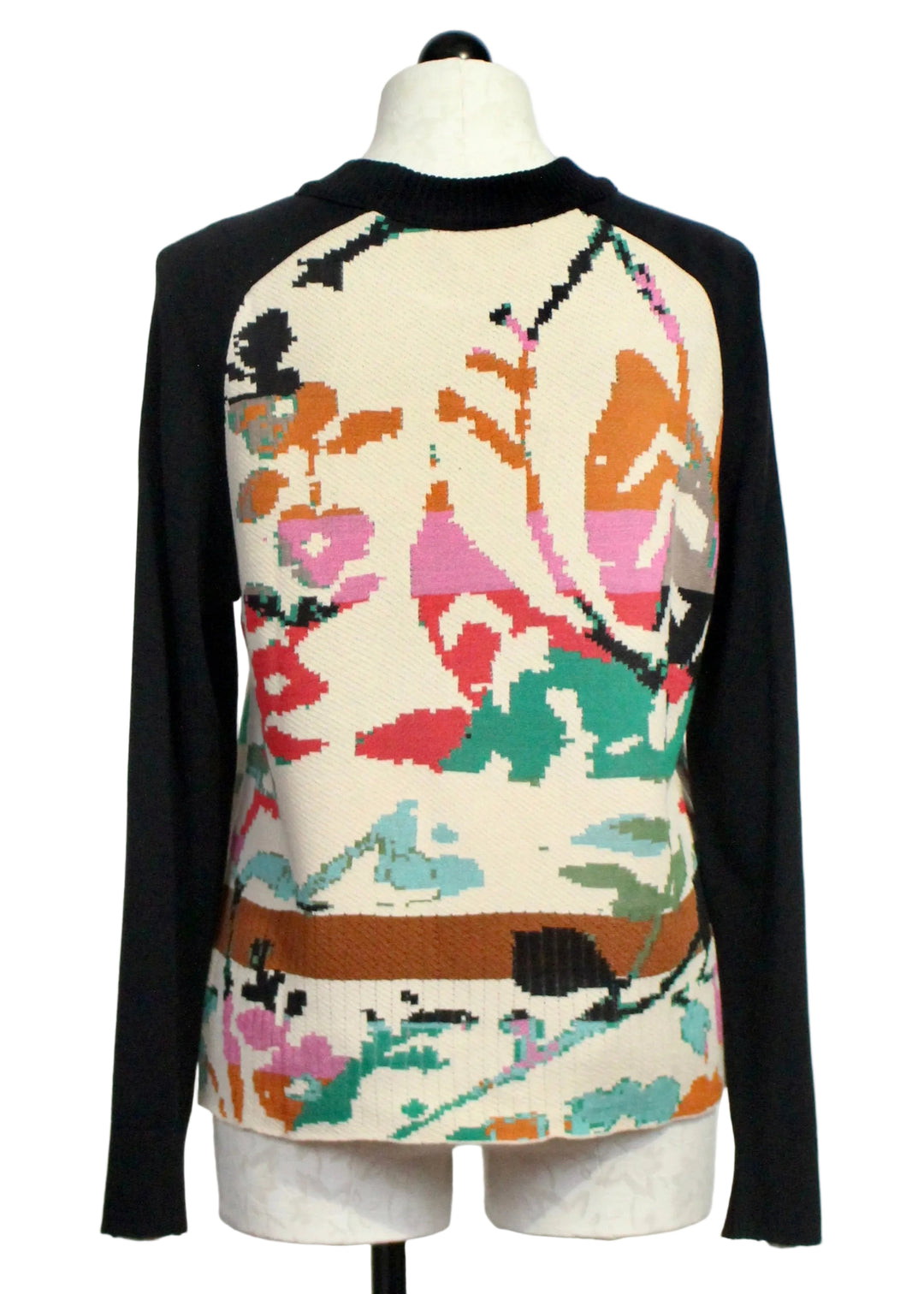 back view of Multicolor Abstract Floral Sweater by Aldo Martins