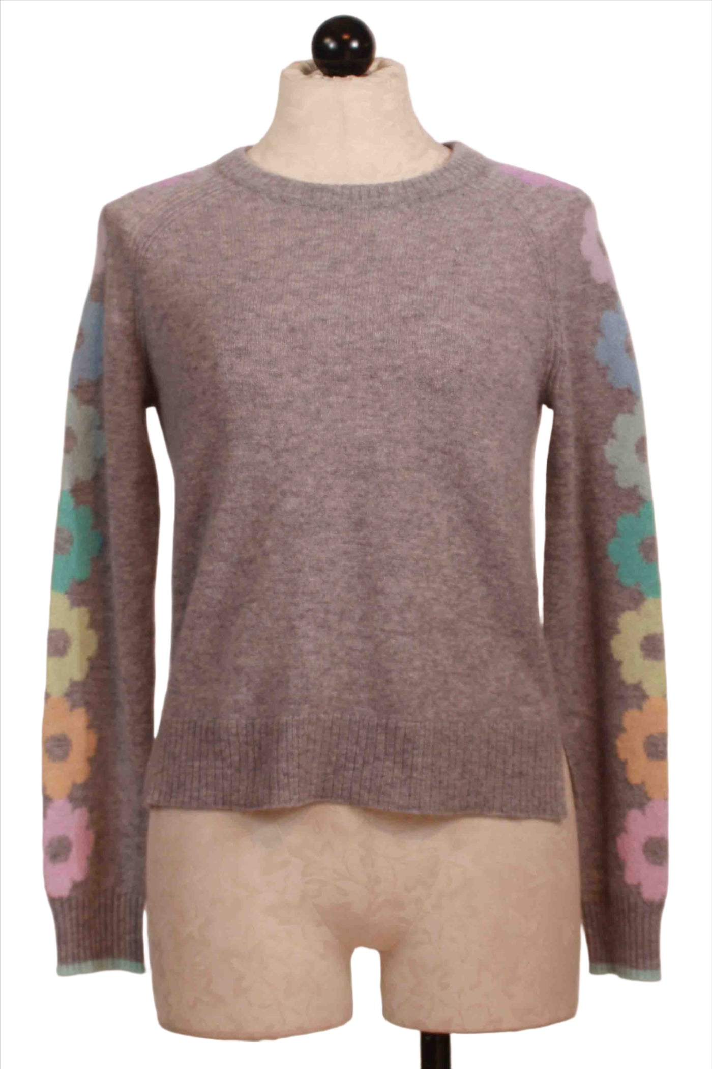 harbor grey Daisy Jones Intarsia Raglan Sleeve Sweater by Alashan Cashmere