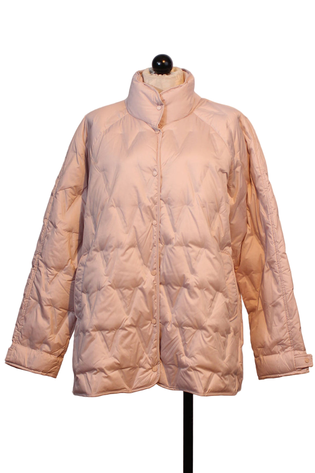 Pink Haze Lightweight Snap Front Down Jacket by Nikki Jones