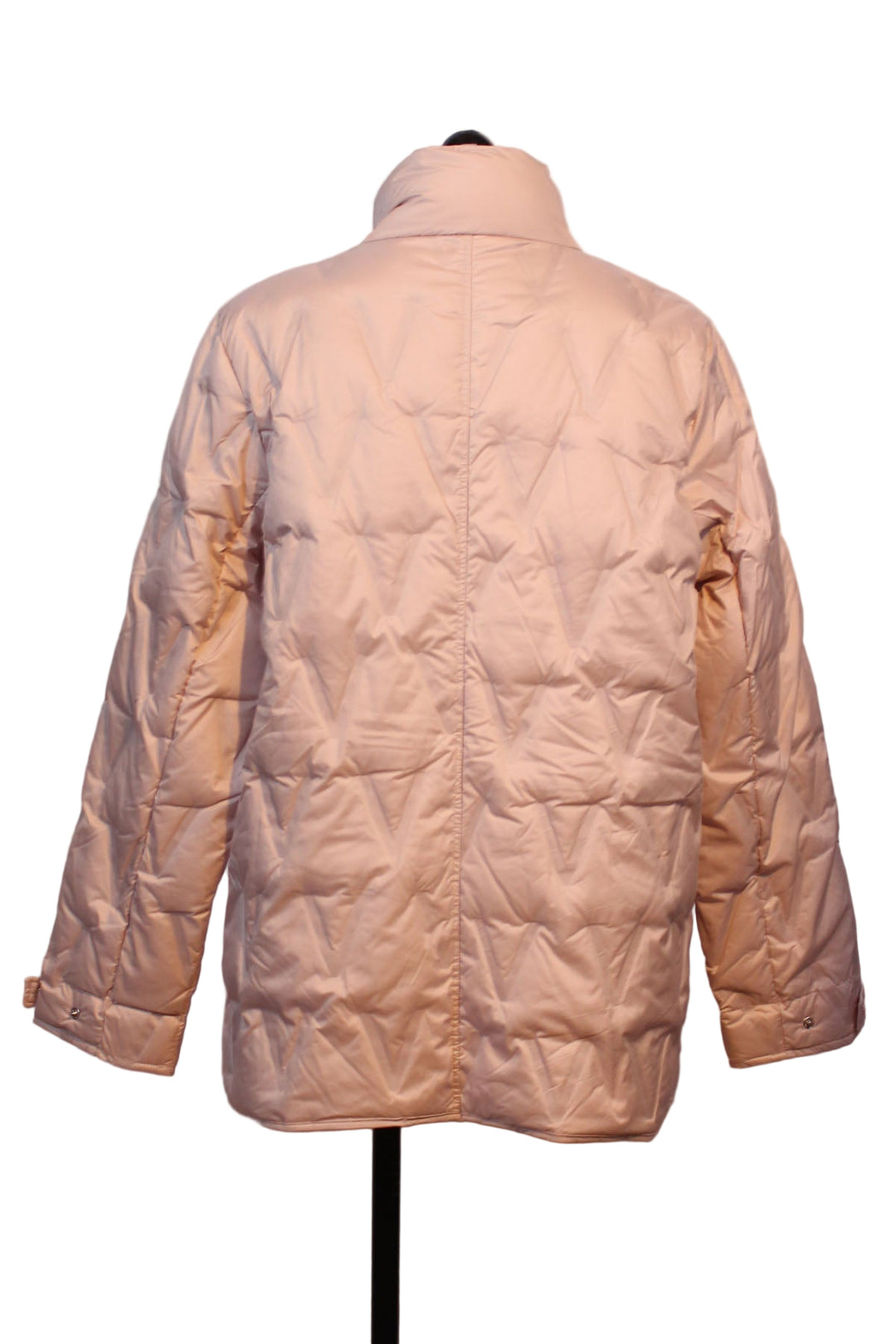 back view of Pink Haze Lightweight Snap Front Down Jacket by Nikki Jones